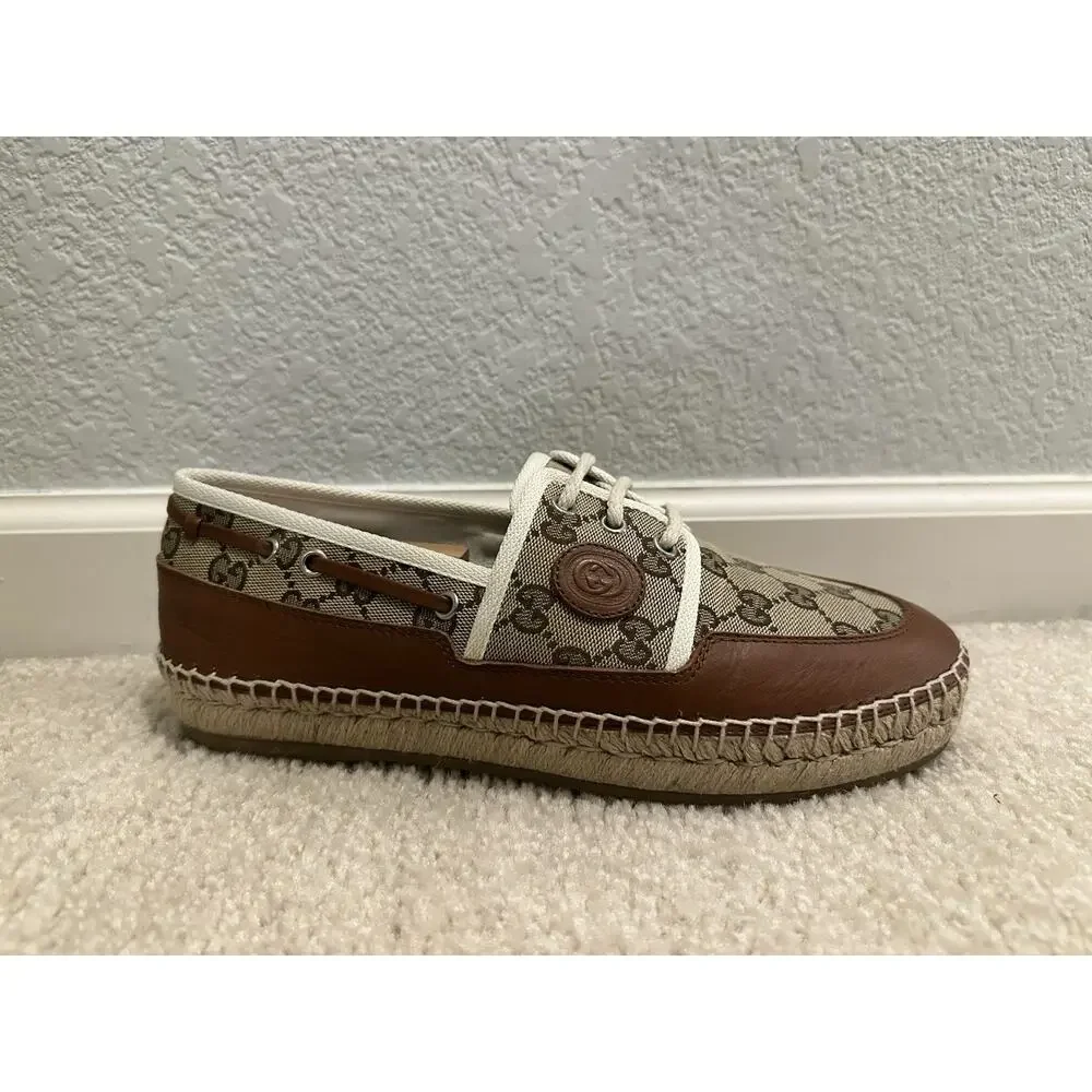AUTHENTIC GUCCI MONOGRAM ESPADRILLES 725799 GG 7 (fits USA 8)